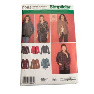 Simplicity 2284 Misses Jacket Sewing Pattern Sizes 16-24- uncut